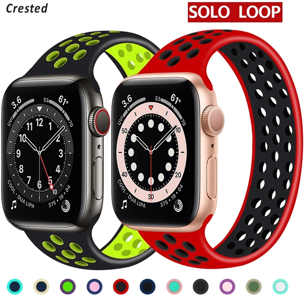 

Suitable for Apple Nike silicone watch band Iwatch Se / 6 / 5 / 43 generation single ring two color elastic sports watch band