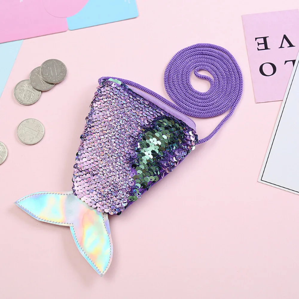 Женский кошелек для монет для девочек с блестками и хвостом русалки изменение денег держатель для карт молния детская сумка для бумажника подарки# YJ