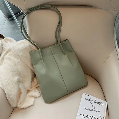 Новинка, модная вместительная сумка, женская сумка, простая сумка на плечо из мягкой искусственной кожи, женская сумка, сумка-мешок - Цвет: Армейский зеленый