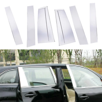 

6PCS/SET Chrome Stainless Steel Pillar Post Door Trim Molding Garnish Strip fit for Toyota Highlander 2015 2016 2017 2018