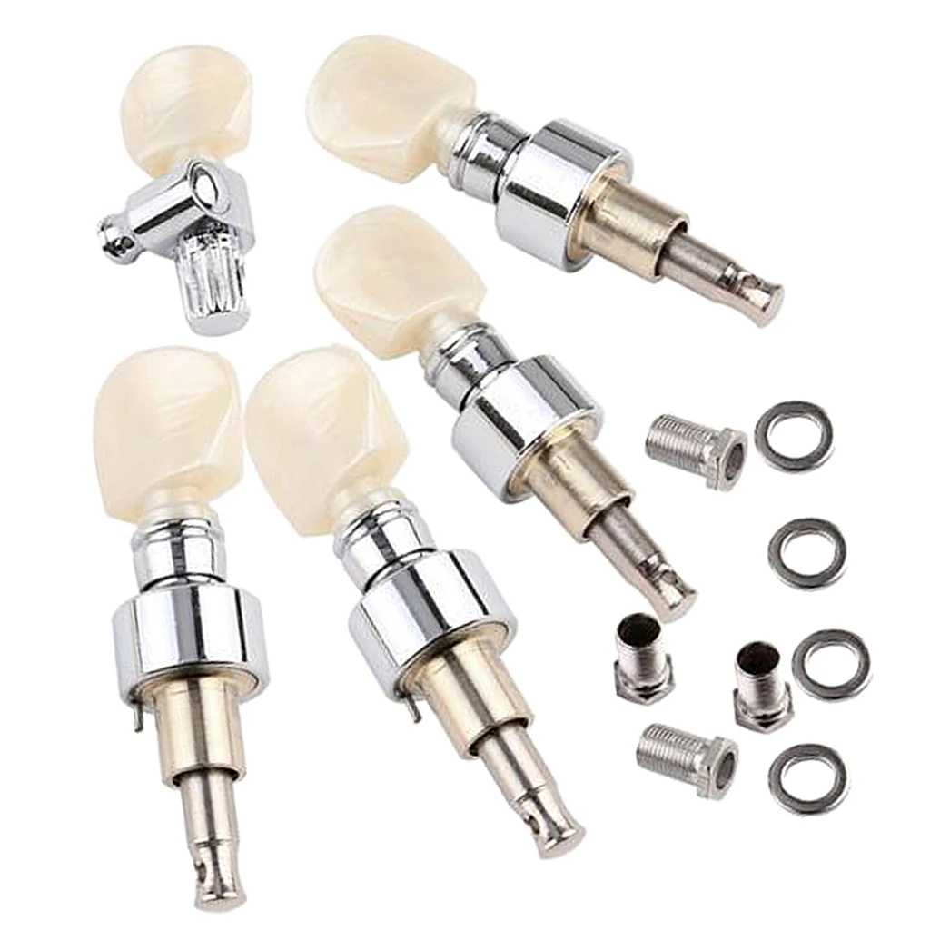 

5 String Banjo Replacement Pearled Machine Head Button Tuning Peg Tuner 5Pcs