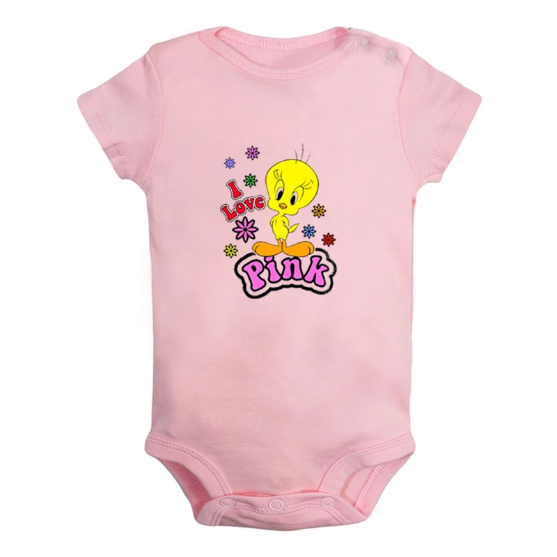 Tweety Bird riding с изображением кота Сильвестра; Одежда для новорожденных мальчиков и девочек; комбинезон с принтом для младенцев; боди с короткими рукавами; хлопковая одежда