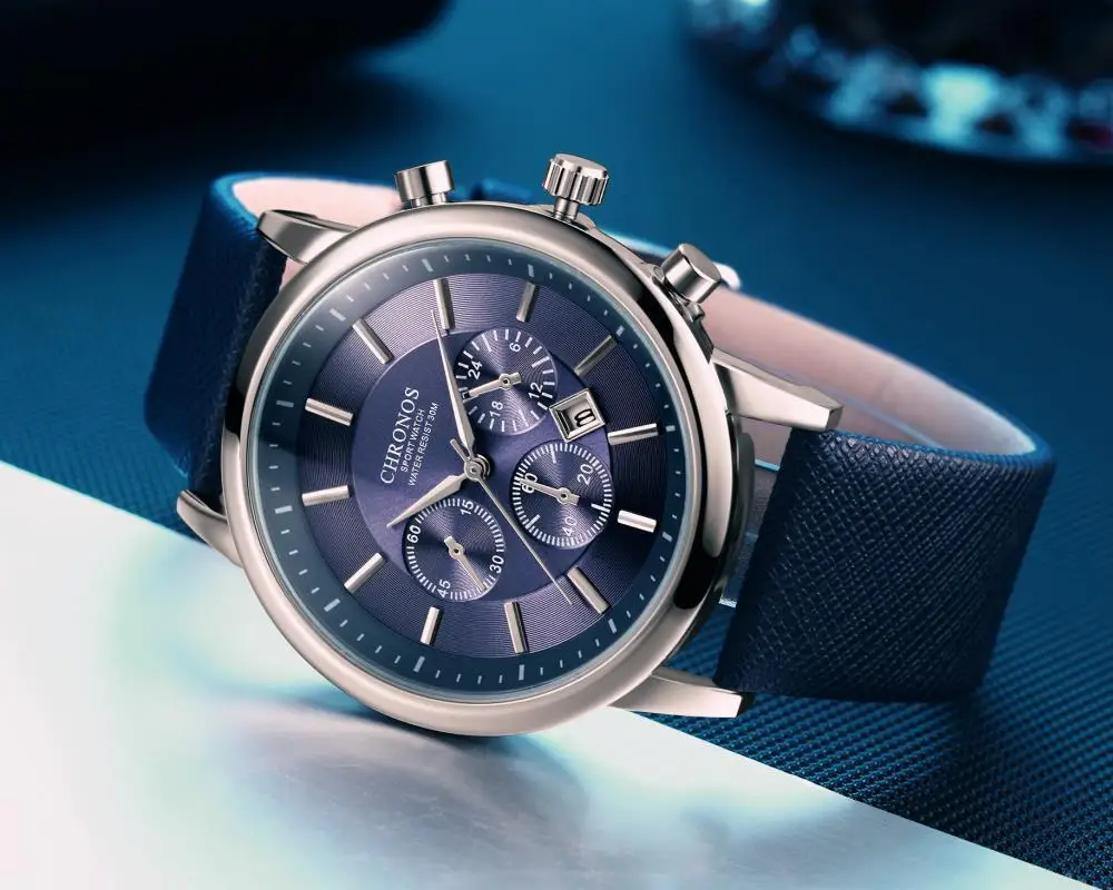 Лидер продаж часы Chronos MEN'S декоративные маленькие кварцевые с тремя стрелками и