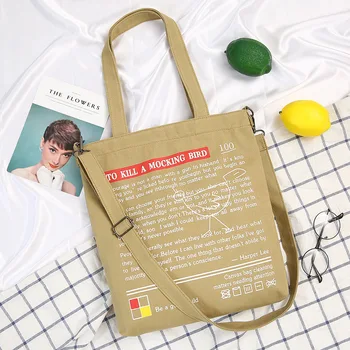 

Women Canvas Tote Bag Fashion Shoulder Bag Concise Letter Printing Shoulder Cloth Bags for women 2019 Duty Cotton Shopping Bags