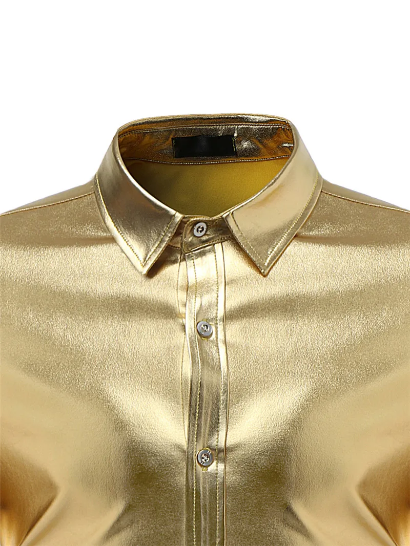 Мужские Металлические Блестящие для ночного клуба вечерние рубашки Camisa Masculina 2021