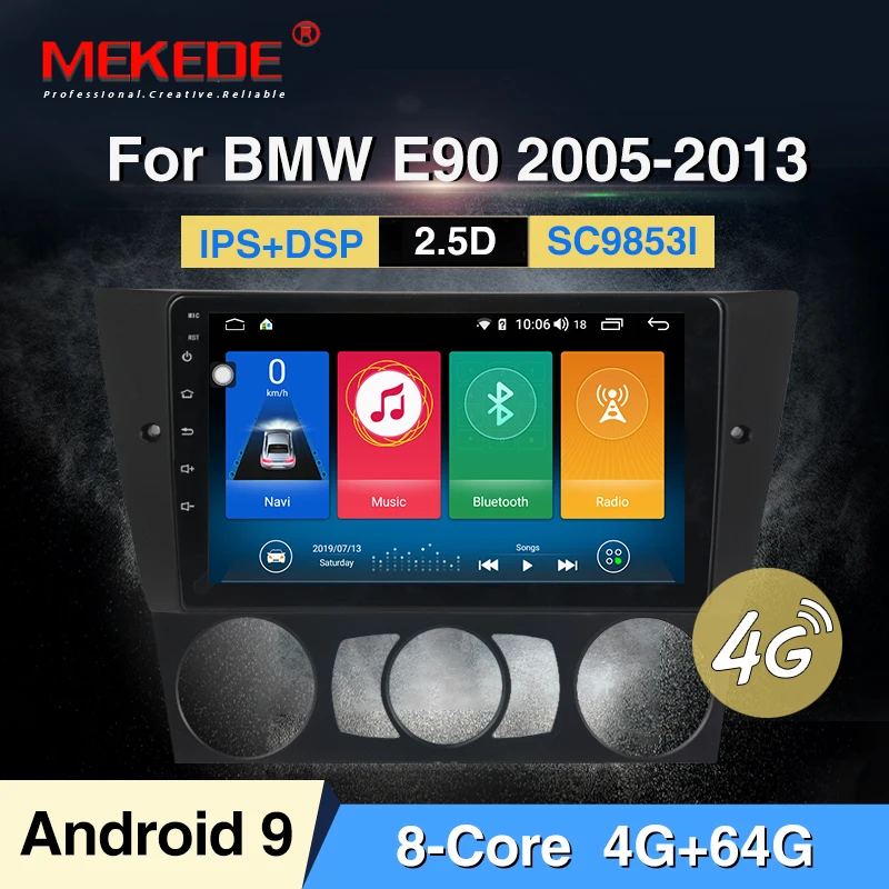 Емкостный " сенсорный экран Android 9,0 автомобильный gps-навигатор для bmw e90 E91 E92 gps 4G Bluetooth Радио USB SD рулевое колесо CAM-IN - Цвет: 64G