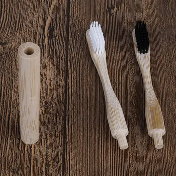 

Detachable Bamboo Handle Nylon Bristle Teeth Brush Healthy Oral Care Hygiene Teeth Brush Teeth Cleaning for Adults with 4Plug-in
