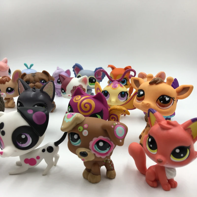 LPS KATZE 10 teile/los Mini Littlest pet shop Spielzeug Nette Steht Katze Hund Seltene Original Figur wackelkopf spielzeug Kätzchen collie Spaniel