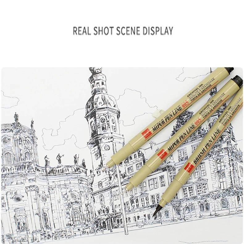 Haile 1/2/3 Stück Pigma Micron Stift 003 005 01 02 03 04 05 08 1.0 2 3 Pinsel Art Sketch Marker Pen für Manga Soft Fineliner Zeichnung – Detail 6