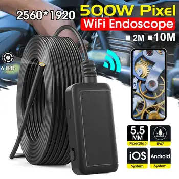 

2m/10m WiFi 5.0MP HD Endoscope Camera USB 5.5MM IP67 Waterproof Borescope Inspection Camera For Android iOS Tablet PC