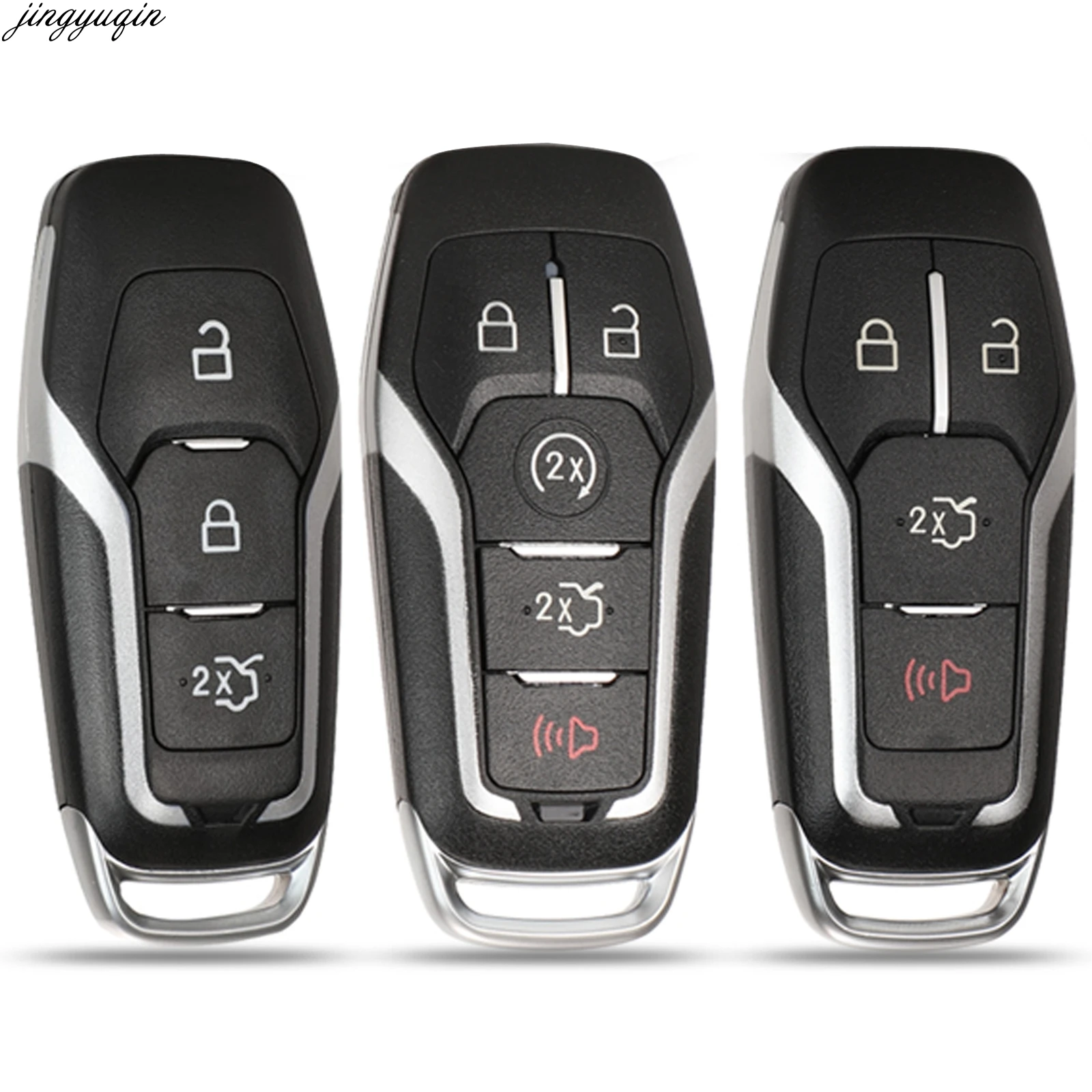 

Jingyuqin Remote Smart Car Key Case Shell For Ford Mustang Edge Explorer Fusion Mondeo Kuka 3/4/5 Button Key Fob Uncut Blade