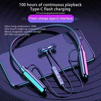 

Magnetic Wireless Bluetooth 5.0 Stereo Headset Earphone In-Ear Earbuds Headphone Hifi metal bass earphone Ergonomic neck hook