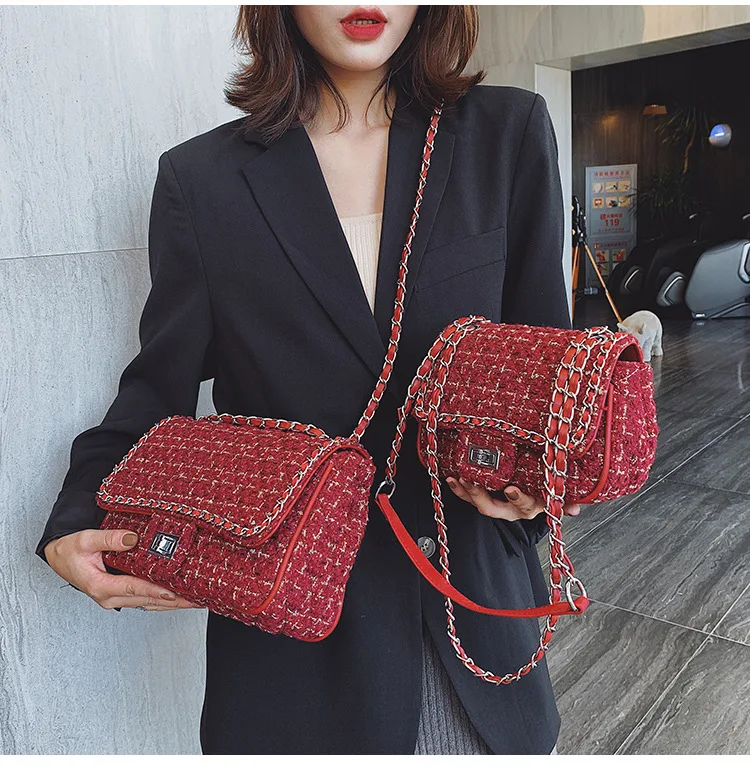 Женская сумка, новинка, корейская модная повседневная клетчатая сумка на плечо с цепочкой, сумка через плечо, известный классический бренд, дизайнерская сумка через плечо