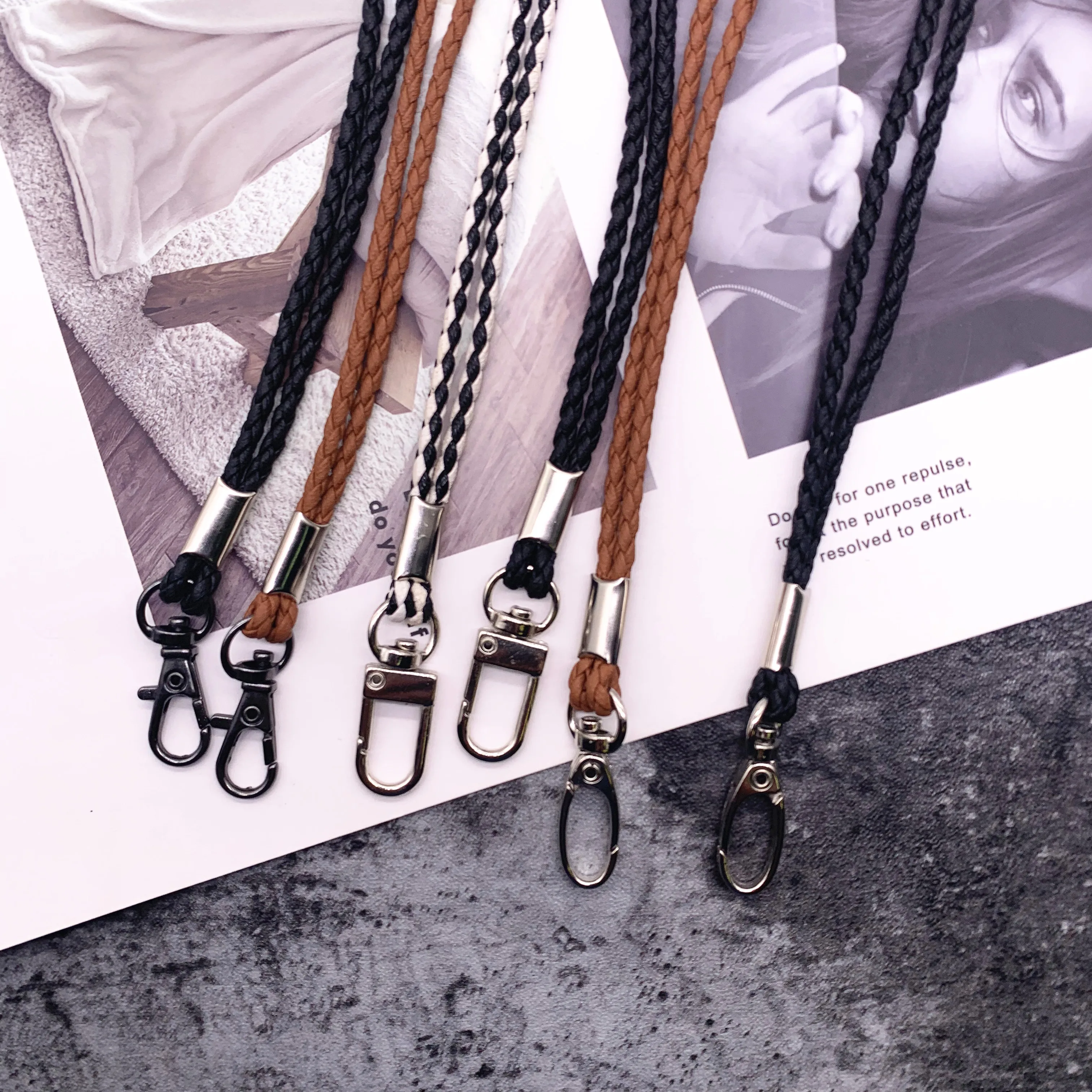 Высокое качество кожаный канат ПУ плетеные ремни для ключей шнурки мобильные брелки шейный ремень Противоугонная цепь мобильного телефона