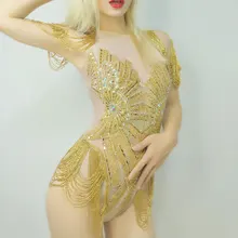 Блестящий Комбинезон с кисточками и кристаллами, сексуальный женский комбинезон без рукавов для вечеринки, выпускного, бара, танцев на шесте, женский комбинезон для выступлений певицы