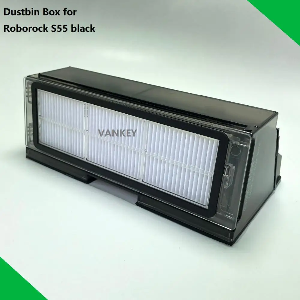 Tanie Nowy oryginalny pojemnik na kurz dla Xiaomi odkurzacz robota Roborock S55 robota kosz na śmieci pudełko z filtr Hepa czarny