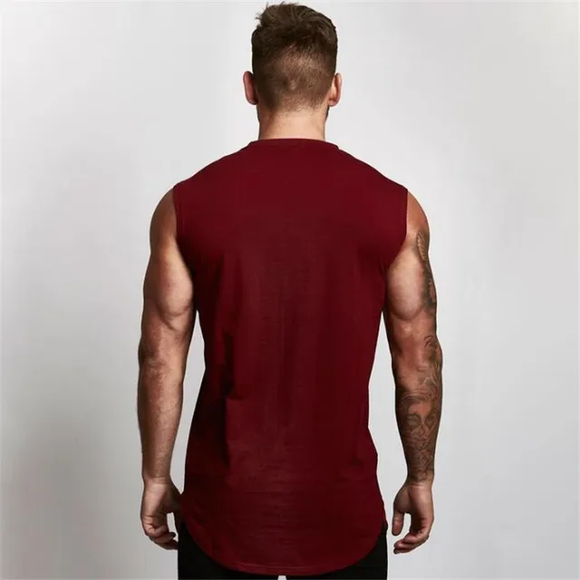 T-shirt sans manches en coton pour homme, haut de sport, de musculation, de Fitness, de course, 2021 5