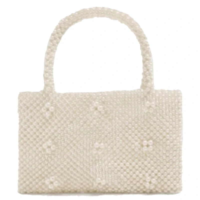 

ABSF Pearl Handmade Beaded Small Tote Bags Vintage Women Pearl Evening Party Handbag Luxury Ladies Dress Hands Bags