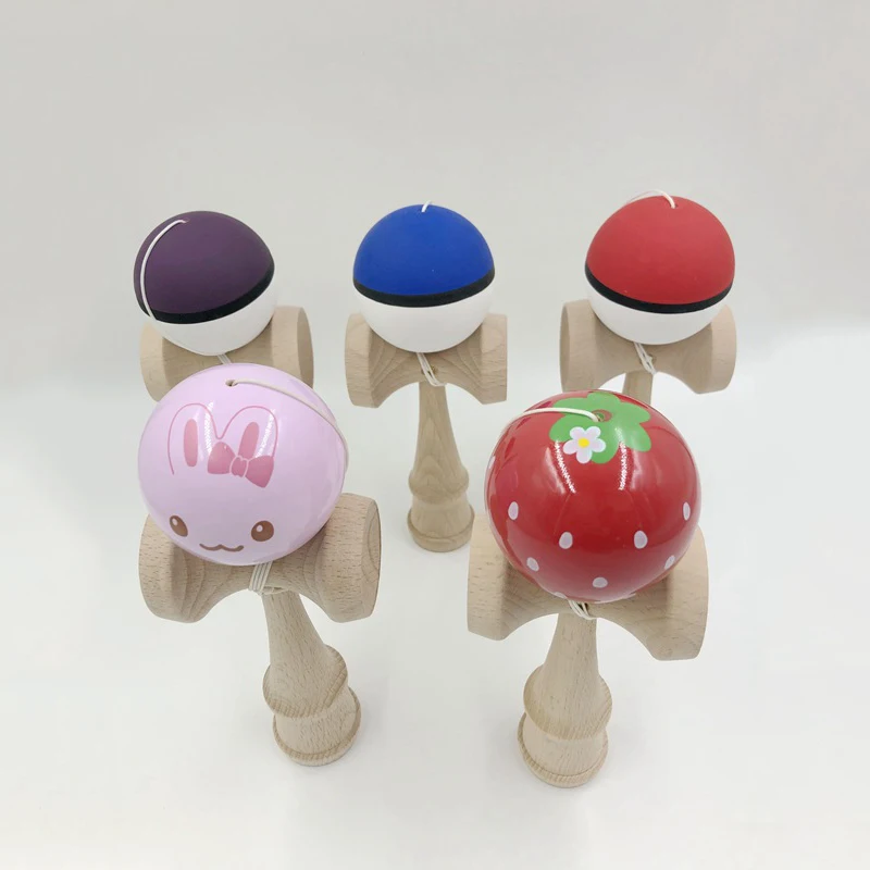 1 PC Random Color H Kendama 18 см полная трещина PU краска деревянный шар Kendama умелое жонглирование мяч игра игрушка Спорт на открытом воздухе - Цвет: 1 PC Random Color H