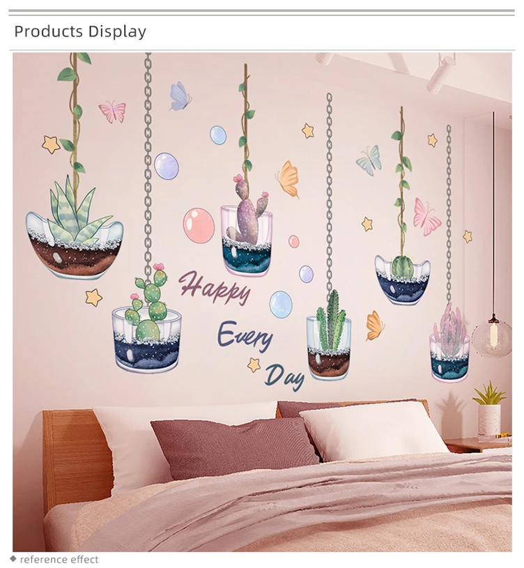 Potted Plant Succulent Bonsai Self-adhesive BabyHome Wall Sticker Wallpaper Art Mural Decal DIY Vinyl Decorative Wall Decoration (7)