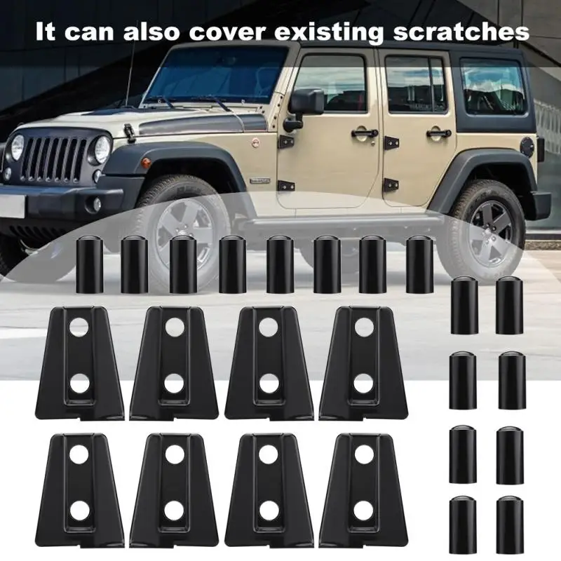 8 шт черный автомобиль Накладка для дверных петель Накладка для Jeep Wrangler JK неограниченное 4 двери 2007