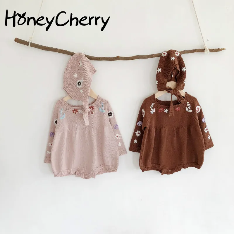 

2020 Autumn Paragraph Female Baby Baby Flowers Hand-Embroidered Long-Sleeve Jumpsuit One-Piece Suit Crawling Clothes