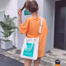 Новая стильная модная Холщовая Сумка Женская сумка через плечо двойная сумка для покупок в Корейском стиле