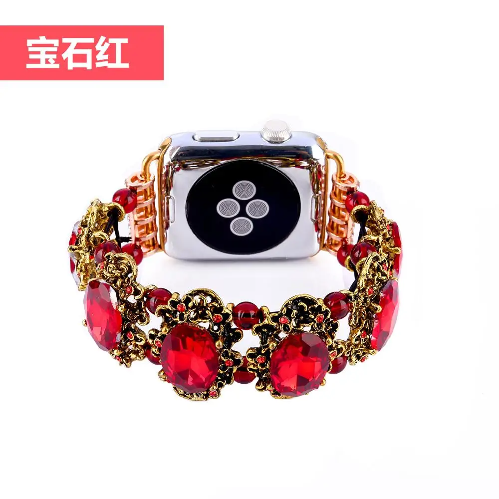 Ремешок для Apple Watch 5, 4, ремешок 38 мм, 40 мм, 42 мм, 44 мм, женский, богемный этнический Античный стиль для Iwatch Series 5, 4, 3, 2, 1 - Цвет ремешка: red