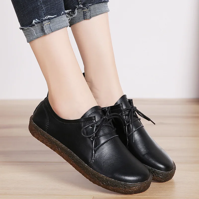 

2019 Spring Summer New Style Literature And Art Hong Kong Style Comfortable Thick Bottomed Versatile Students Flat Shallow Mouth