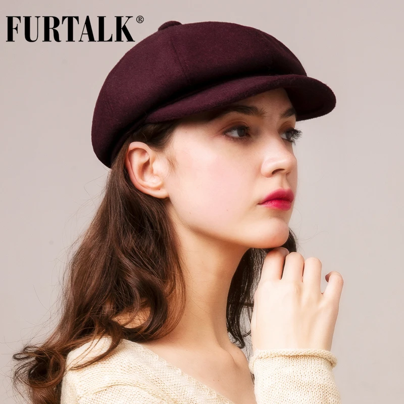 MEIZOKEN Winter Autumn Newsboy Women Woolen Style Warm Hat Beret Octagonal 