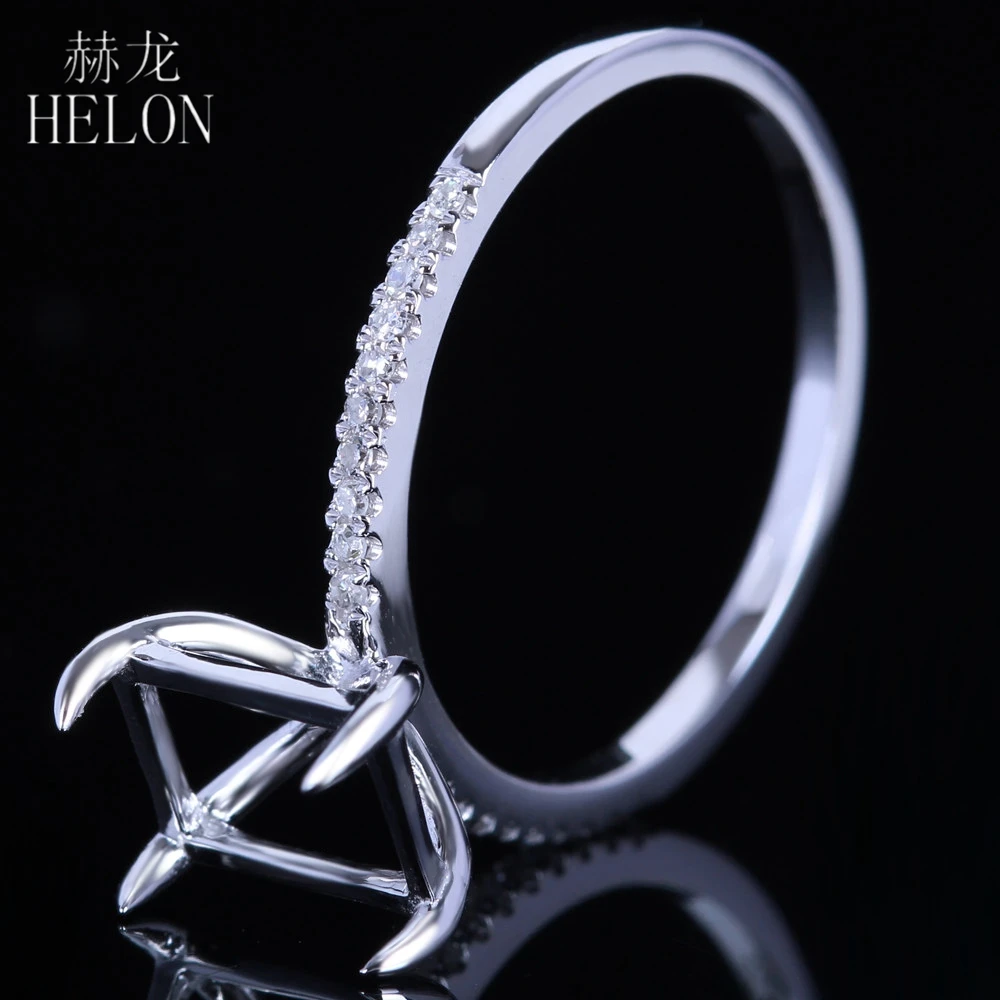 HELON Solid 14 к розовое золото AU585 настоящие природные алмазы Nouveau обручальное полукрепление кольцо Установка 8X6 мм Подушка