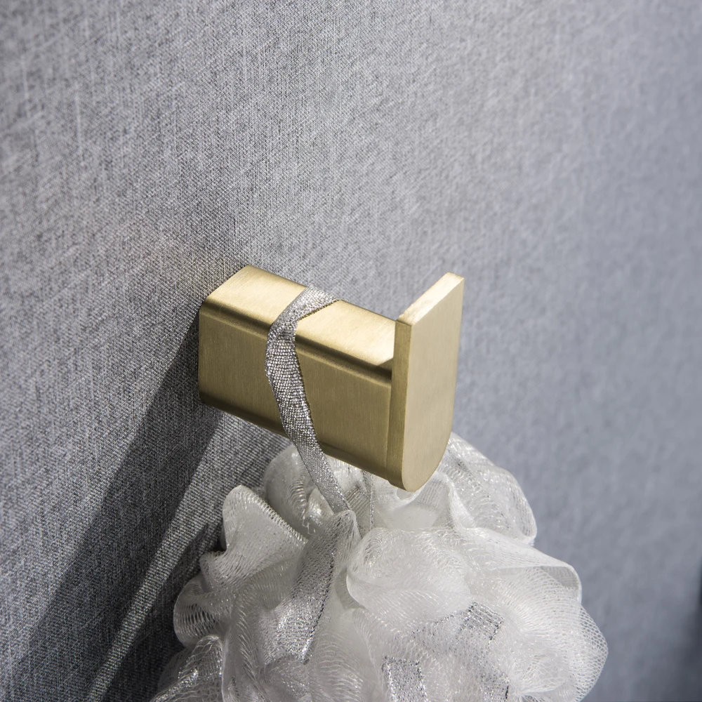Brushed Gold Stainless Steel Bathroom Hardware Set Towel Hook Toilet Paper Holder