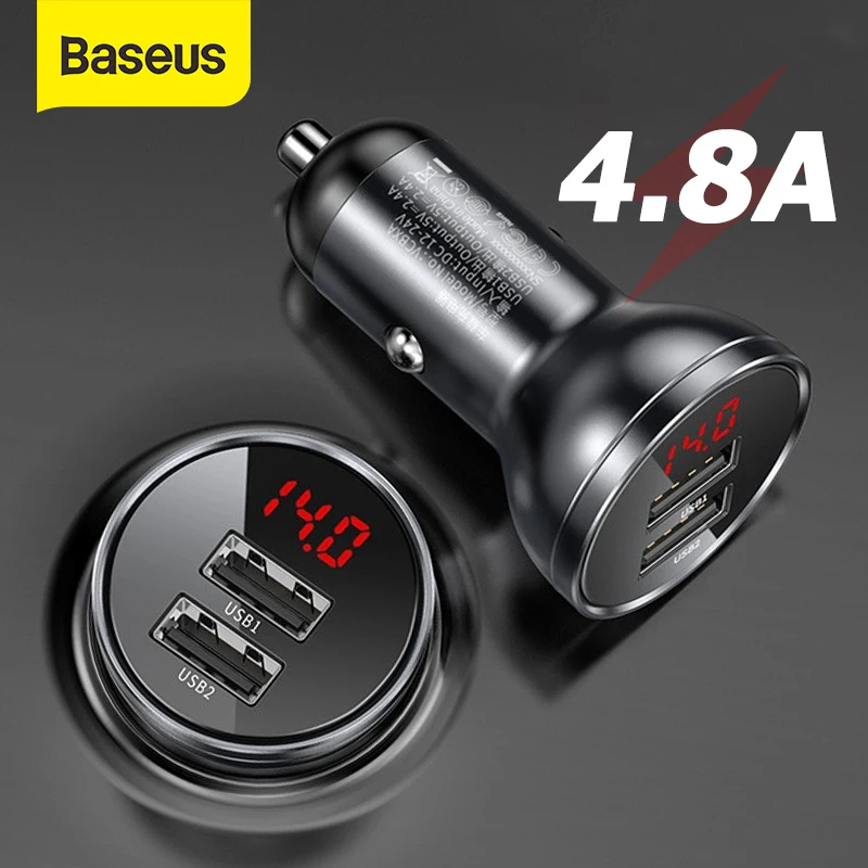 Baseus сплав двойной прикуриватель USB Автомобильное зарядное устройство 4.8A 24 Вт Быстрая зарядка для Xiaomi samsung телефон автомобильное зарядное устройство|Зажигалка|   | АлиЭкспресс