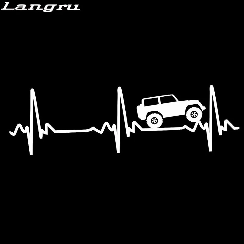 

Langru 20.3x6.3cm Heart Beat Ekg For Wrangler Sticker Decal Car Accessories Jdm