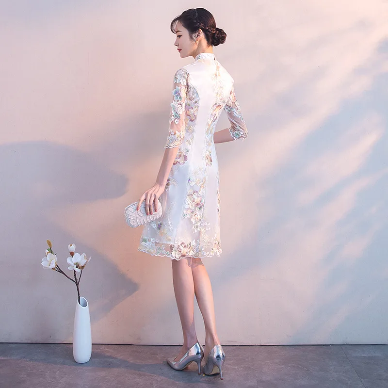 every day Qipao Sexy lace Standing collar Improved cheongsam Evening Dress Party Dress Vestidos