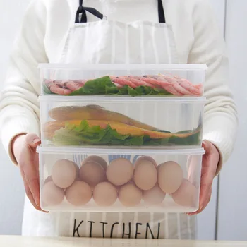 

Transparent Freshness Box Plastic Microwave Oven Rectangular Lid Fruit Vegetables Water Draining Box Refrigerator Food Storage B