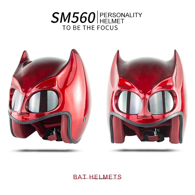 Мотоциклетный шлем Бэтмена на половину лица Moto 1/2 Мужские шлемы Cascos Capacete