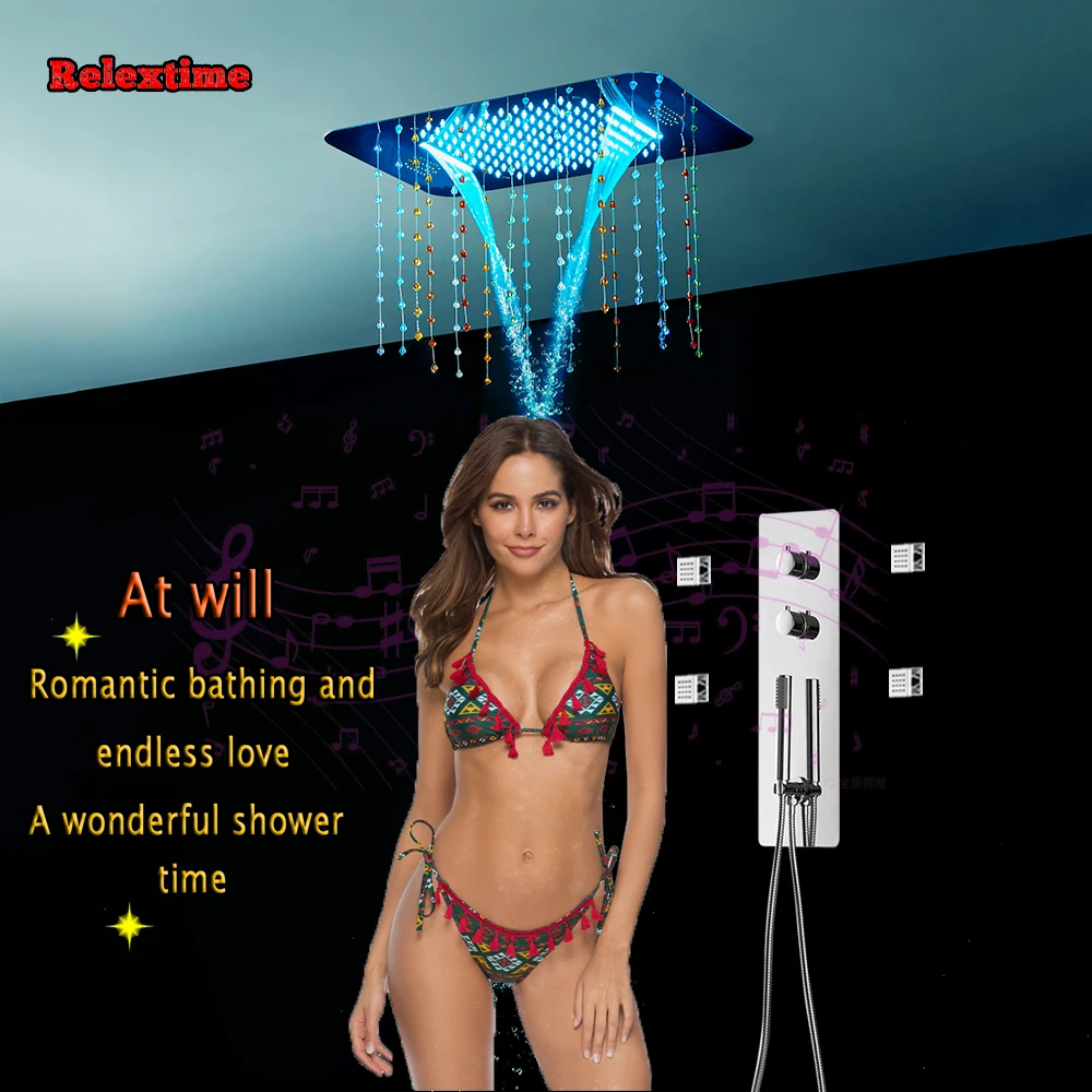 Хрустальная подвеска Bluetooth музыкальная Светодиодная насадка для душа torneira banheiro