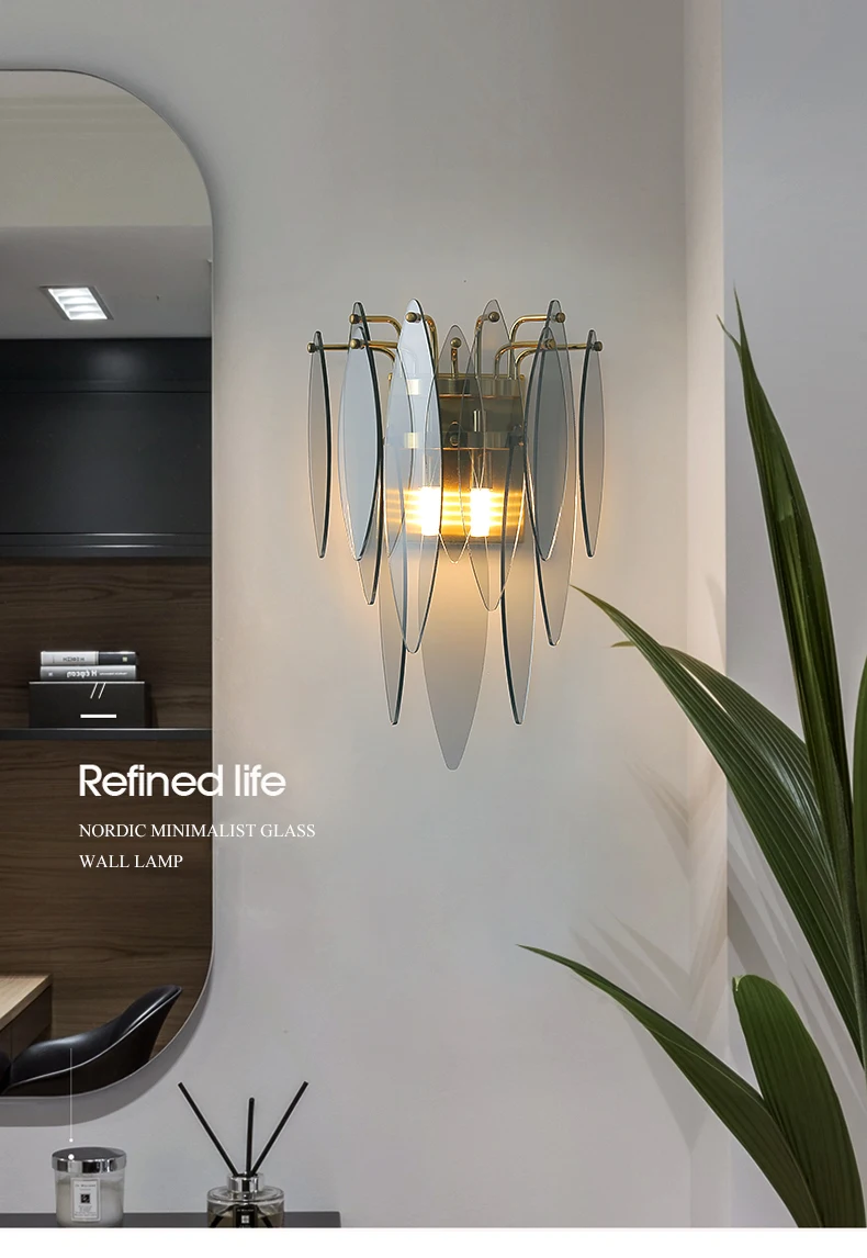Lâmpada de Parede de Vidro Lâmpada de Parede Lâmpada de Cabeceira Moderna Dourado Americano Sala Estar Fundo Quarto Corredor Fss Pós 1 de parede quarto lâmpada de cabeceira corredor lâmpada de parede