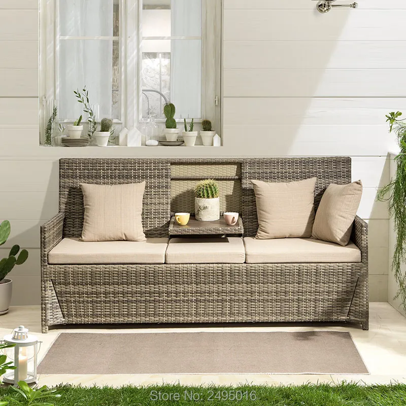 1 Piece Outdoor Garden Lawn Sofa Furniture with table Space Saving font b Rattan b font