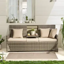 1 Piece Outdoor Garden Lawn Sofa Furniture with table ,Space Saving Rattan Wicker Patio Furniture Multifunction creative