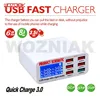 WOZNIAK Multiport LCD Display USB Charging Station EU US UK Plug Mobile Phone Fast Charger for iPhone 6 7 8 X iPad ► Photo 1/6