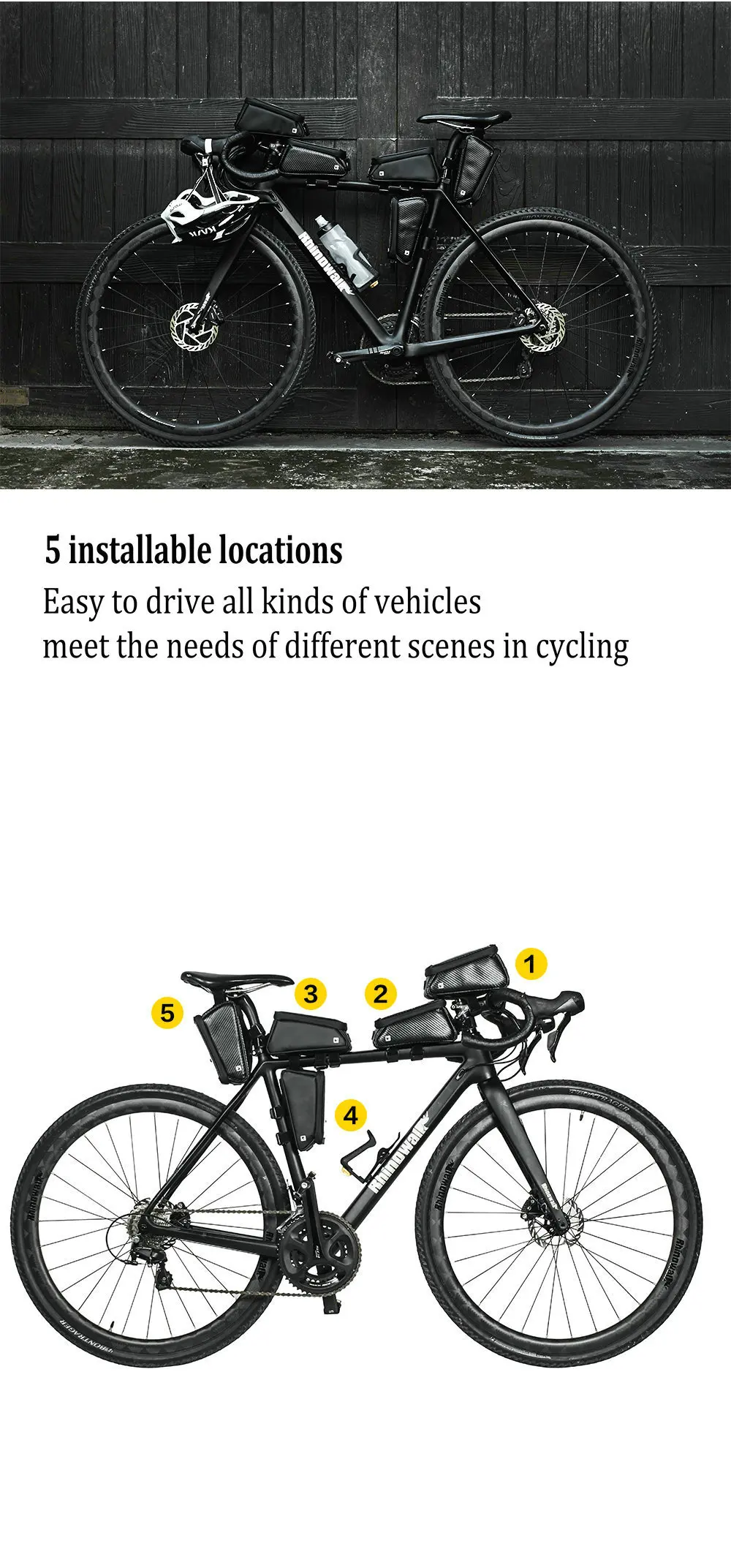 RHINOWALK Bicycle Front Tube Bag Rainproof Touch Screen Cycling Top Front Tube Frame Bags 5.86.0 Phone Case Bike Accessories (2)