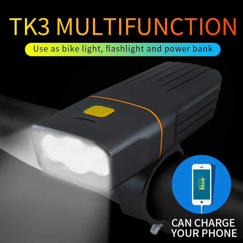 

OLOEY Bicycle Light Waterproof 5200mAh Headlight Lamp USB Rechargeable Front Light Night Cycling L2 LED Bike Light FlashLight
