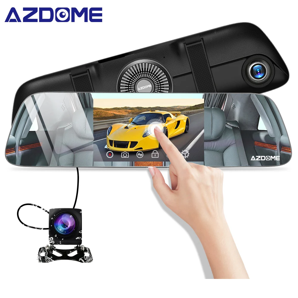 

AZDOME PG01 Dash Cam Dual Lens 1080P 720P Camera Recorder Super Night Vision Mode Mirror 5.5" IPS Screen Car Rear View DVR