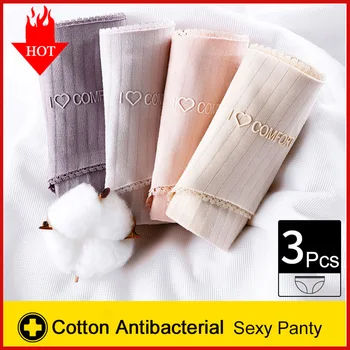 

3Pcs/Lot Sexy Panties Cotton Briefs Underwear Women Seamless Underpants Low Waist Female Panty Soft Lingerie Woman Tangas