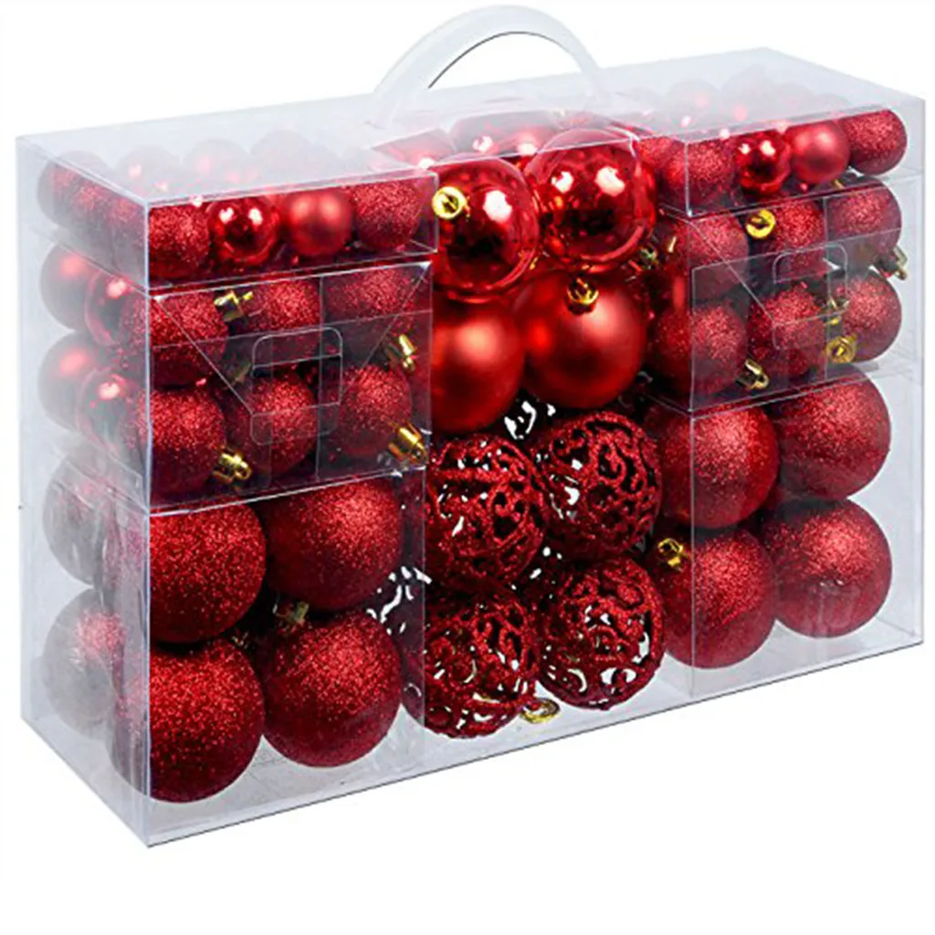 100PC Red Xmas Ball Bauble Christmas Tree decorations Hanging Ornament Home Party New Year decoration For home navidadF1021 | Дом и сад