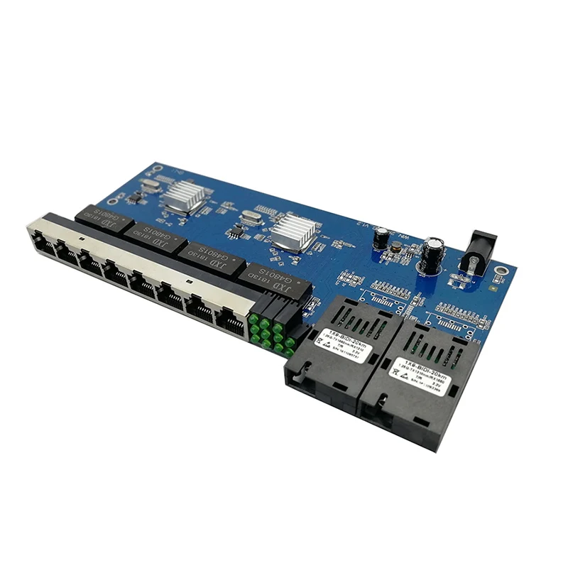 10/100/1000 м гигабитный Ethernet коммутатор волоконно-оптический медиаконвертер PCBA 8 RJ45 UTP и 2 SC волоконный порт платы PCB