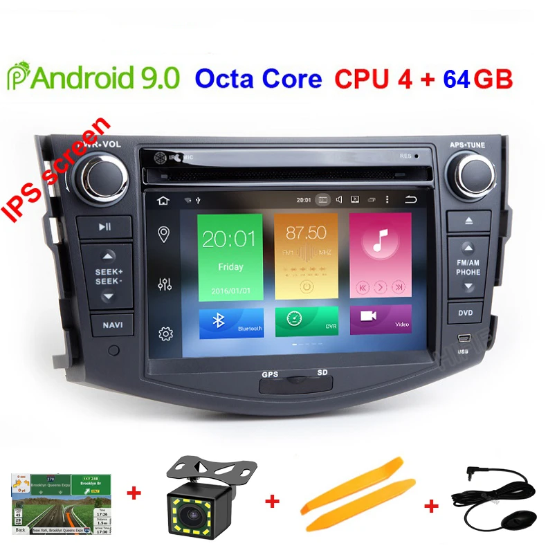 4+ 32G ips Android 9,0 автомобильный dvd-плеер для Toyota RAV4 Rav 4 2007 2008 2009 2010 2011 2 din 1024*600 gps навигация wifi Восьмиядерный - Цвет: 4G RAM 64G ROM