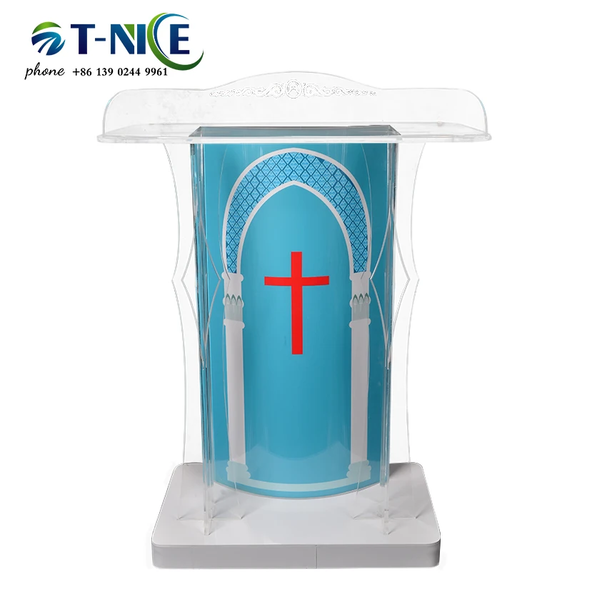 Popular Pulpit Cross Lectern Display Podium Conference Room Podium School Theatre Furniture Dais